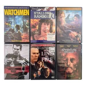 6 DVD Action Movie Lot NEW Sealed Troy Watchmen Rambo III November Man Thriller